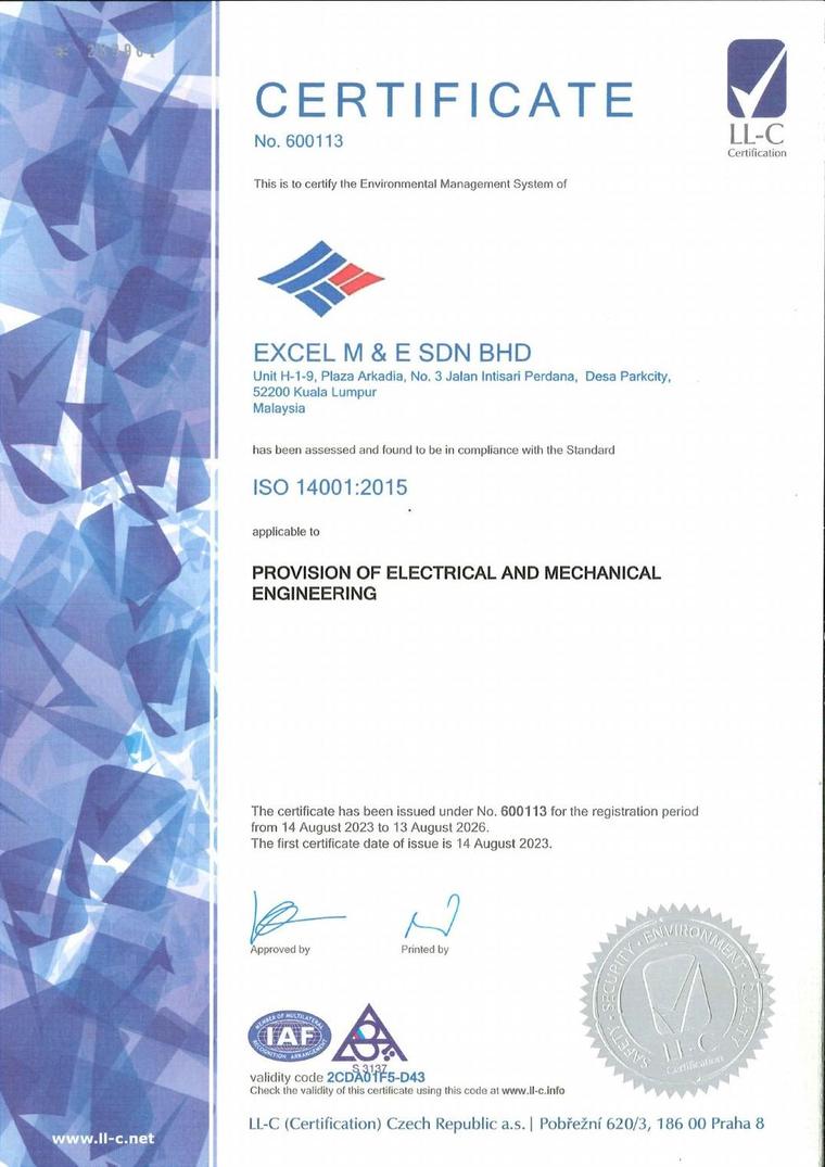 ISO 14001:2015 environmental management certification