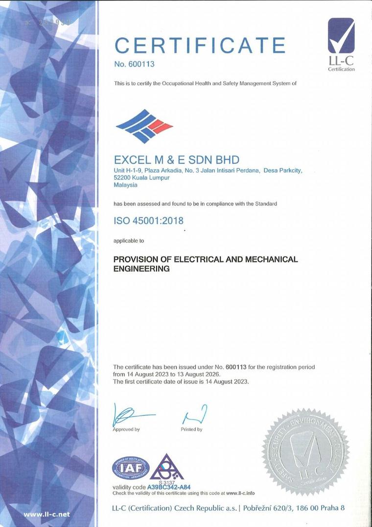 ISO 45001:2018 occupational health safety certification