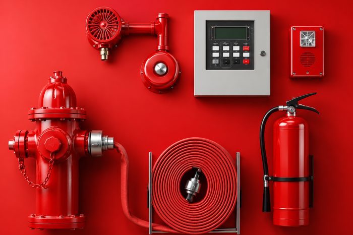 Fire protection system equipment — hydrant, hose reel, alarm panel and extinguisher